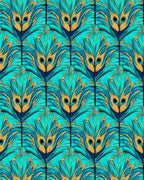 Peacock Feather Inspired Teal Pattern Rug