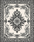 Ornate Floral Border Scroll Scrollwork Design Rug
