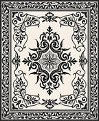 Ornate Floral Border Scroll Scrollwork Design Rug