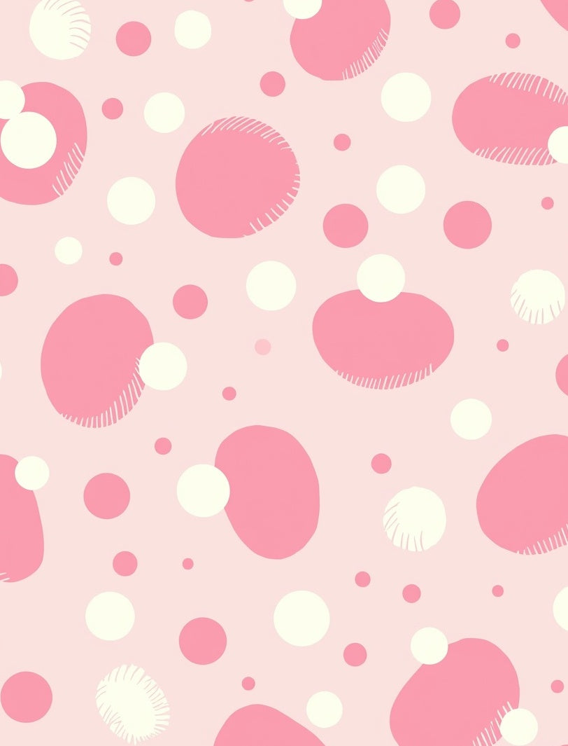 Pink Cream Polka Dot Pattern Rug