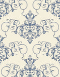 Elegant Blue Floral Damask Pattern Rug