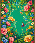 Vibrant Floral Butterfly Garden Design Rug