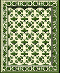 Green Leaf Patterned Classic Area Rug