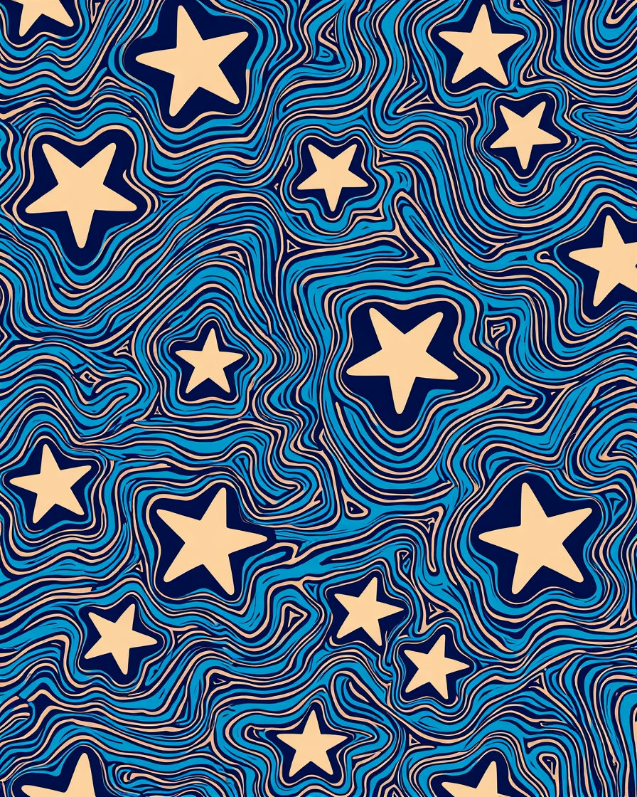 Wavy Star Pattern Rug
