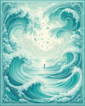 Oceanic Waves Motion Pattern Design Rug