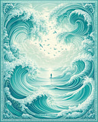 Oceanic Waves Motion Pattern Design Rug