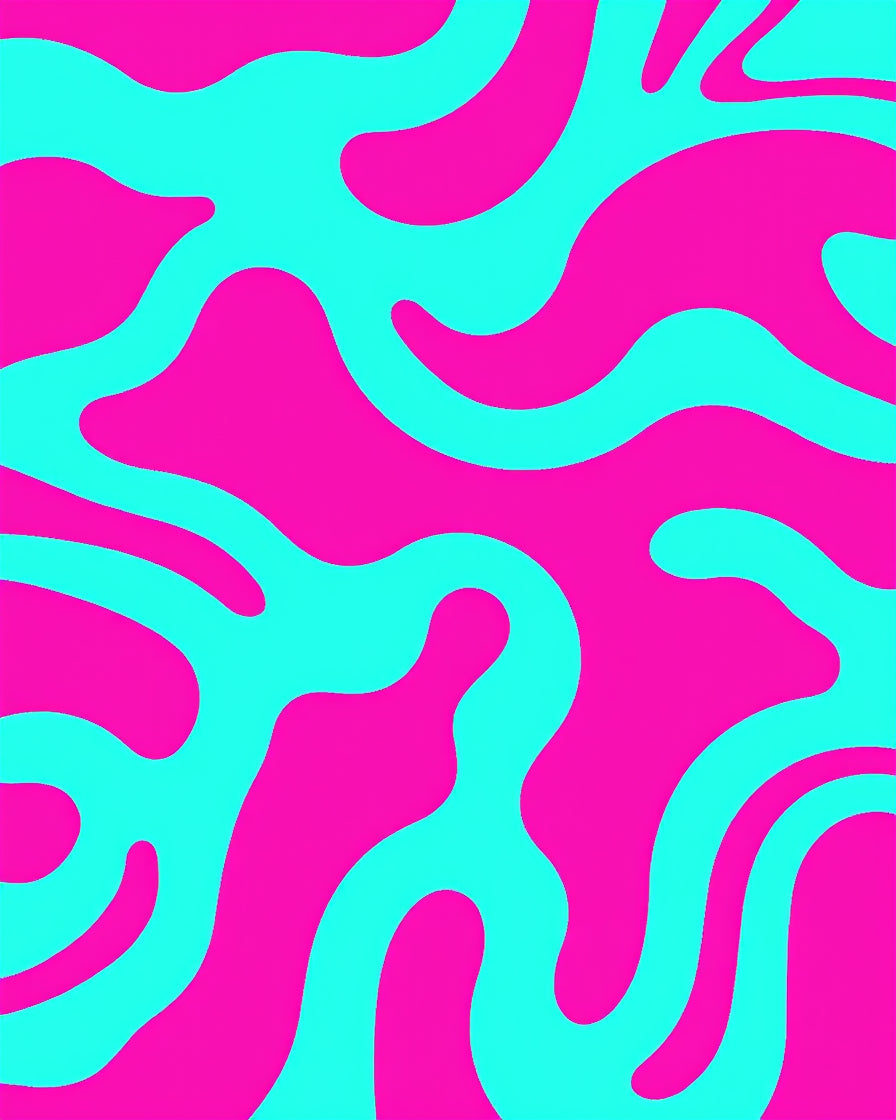 Fluid Pink and Teal Abstract Pattern Rug