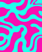 Fluid Pink and Teal Abstract Pattern Rug