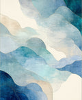 Abstract Blue Wave Layered Design Rug