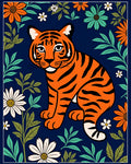 Tiger Floral Art Print Rug