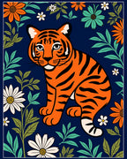 Tiger Floral Art Print Rug