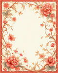 Coral Floral Vine Art Rug