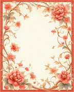 Coral Floral Vine Art Rug