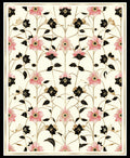 Pink Black Floral Vines Pattern Rug