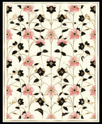 Pink Black Floral Vines Pattern Rug