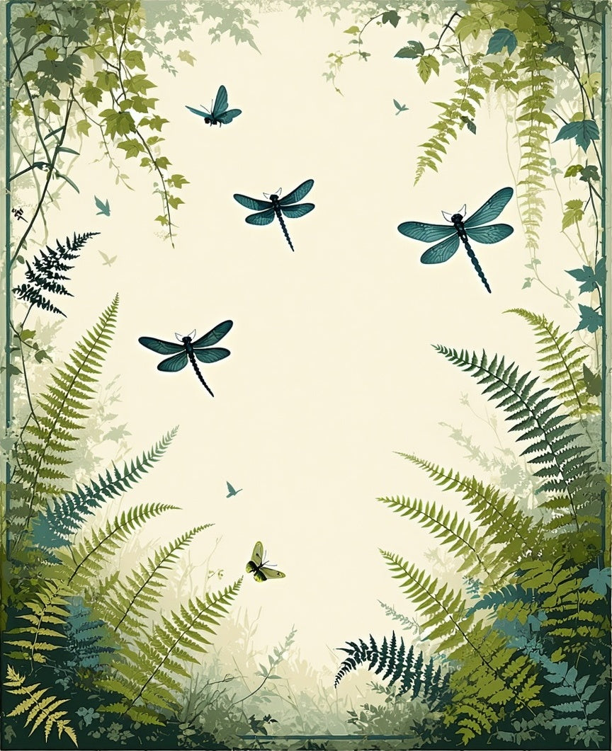 Vintage Summer Meadow Dragonfly Design Rug