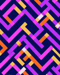 Colorful Geometric Maze Pattern Rug