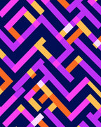 Colorful Geometric Maze Pattern Rug