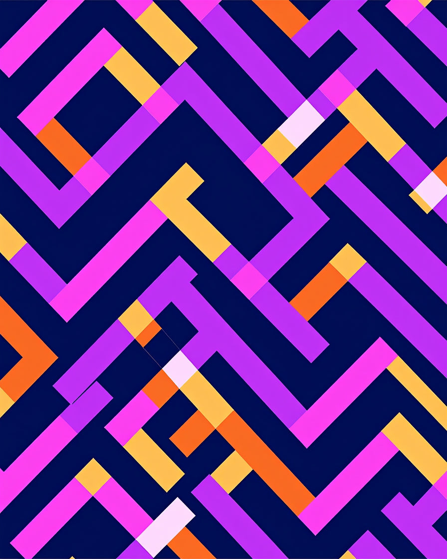 Colorful Geometric Maze Pattern Rug