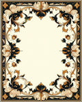 Ornate Floral Scrollwork Frame Design Rug