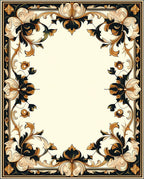 Ornate Floral Scrollwork Frame Design Rug