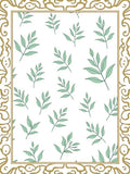 Elegant Green Leaf Border Rug