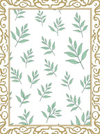 Elegant Green Leaf Border Rug