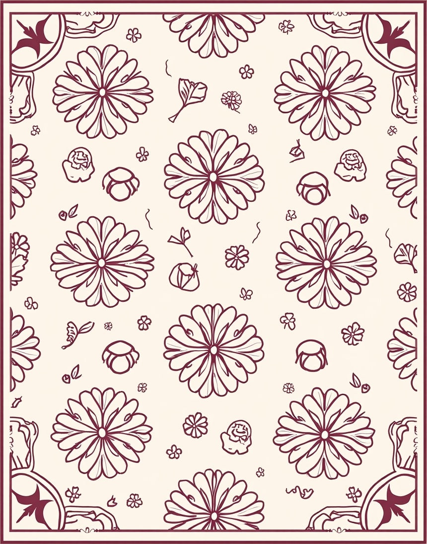 Art Nouveau Floral Swirl Repeat Rug