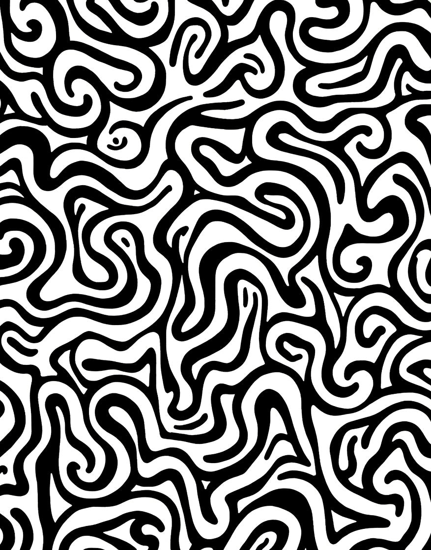Black White Abstract Swirl Pattern Rug