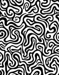 Black White Abstract Swirl Pattern Rug