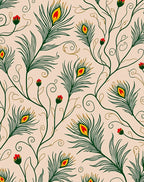 Peacock Feather Vine Pattern Decor Rug
