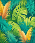 Lush Tropical Leaf Pattern Rug