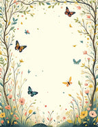 Whimsical Garden Butterfly Floral Design Rug