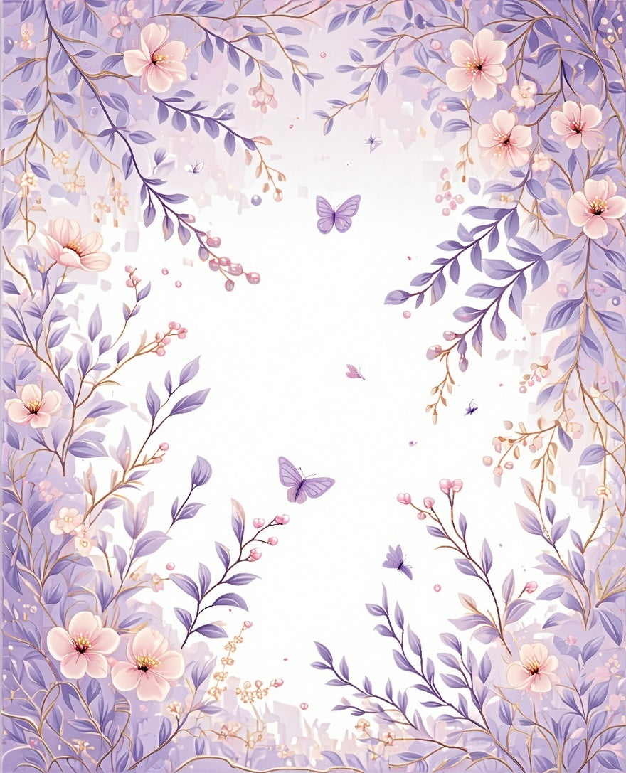 Whimsical Floral Butterfly Meadow Design Rug