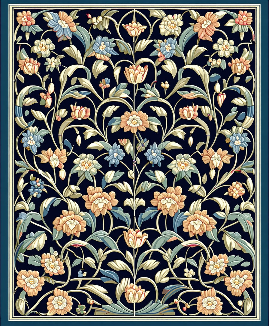 Ornate Floral Garden Pattern Rug