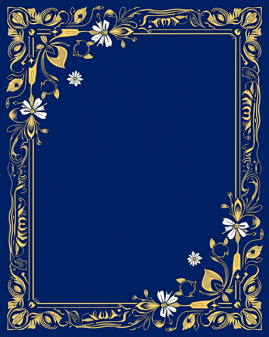 Elegant Gold Floral Border Design Rug