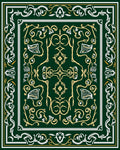 Elegant Floral Scroll Dark Green Design Rug