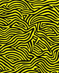 Bold Yellow Black Abstract Curve Rug