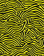 Bold Yellow Black Abstract Curve Rug