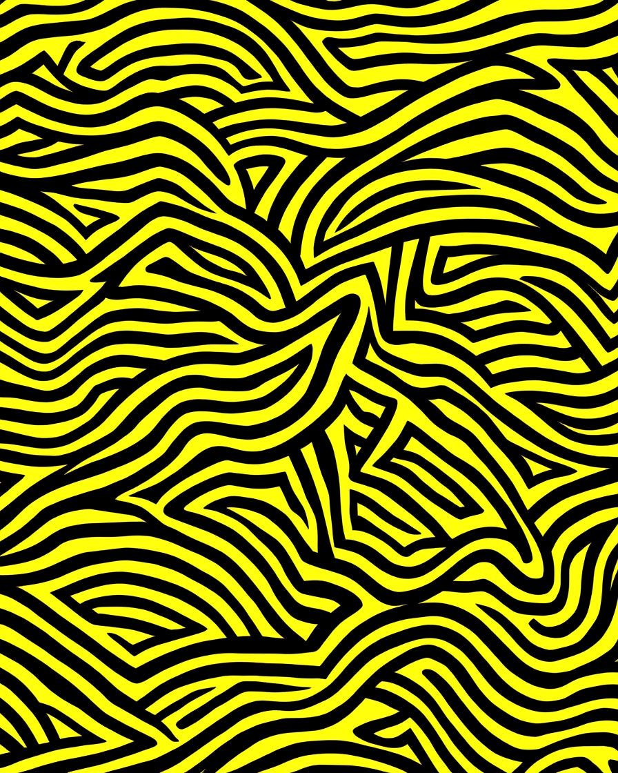 Bold Yellow Black Abstract Curve Rug