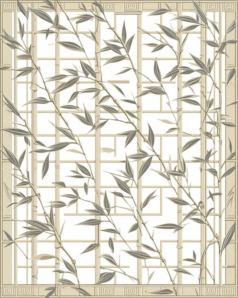 Calm Bamboo and Lattice Pattern Rug