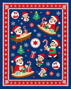 Red Blue Festive Santa Claus Christmas Rug