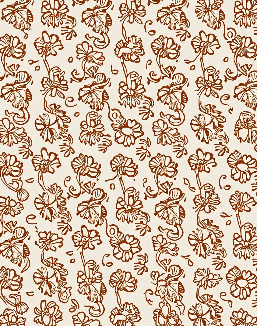 Brown Floral Vines Pattern Rug
