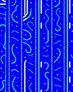 Bold Blue Striped Abstract Swirl Rug