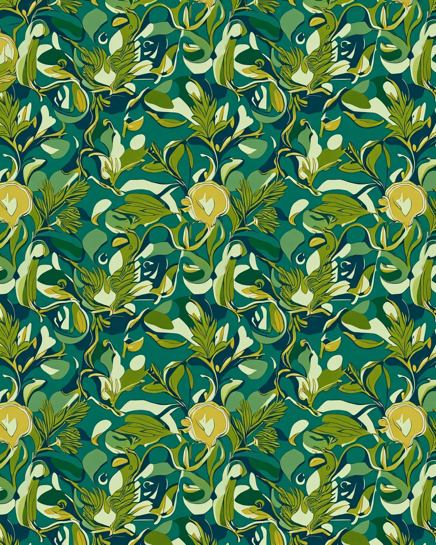 Emerald Abstract Floral Pattern Rug