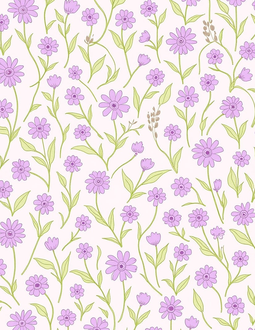 Delicate Purple Floral Pattern Rug