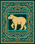 Stylized Canine Abstract Pattern Rug