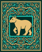 Stylized Canine Abstract Pattern Rug
