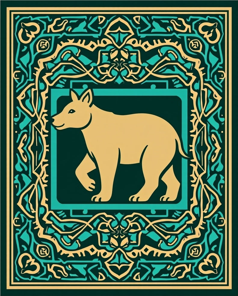 Stylized Canine Abstract Pattern Rug