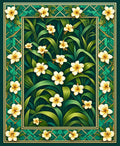 Emerald Floral Tropical Garden Rug
